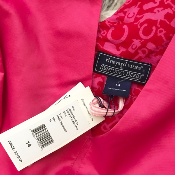 Vineyard Vines Kentucky Derby Pink Silk Dress NWT - Picture 5 of 8